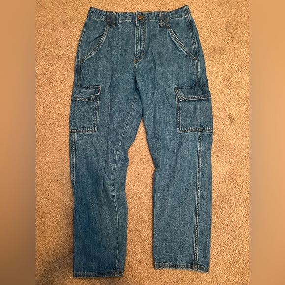 Women’s Boyfriend Fit Blue Jeans with Cargo Pockets Size 8R - Picture 2 of 6